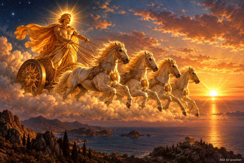 Helios Sonnengott in seinem Wagen